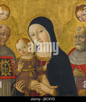 MATTEO DI GIOVANNI ET STUDIO DE LA VIERGE ET L'ENFANT AVEC LES SAINTS BERNARDINO DE SIENNE ET JEROME Banque D'Images