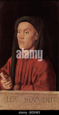 Jan van Eyck était un peintre flamand actif au XVe siècle, surtout connu pour ses peintures à l'huile détaillées, en particulier le 'Portrait d'Arnolfini'. Il est considéré comme un maître de l'art néerlandais primitif, pionnier des techniques de peinture à l'huile. Banque D'Images