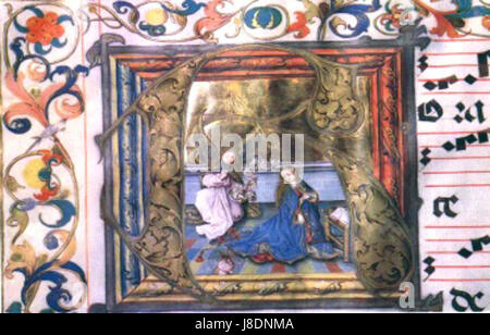L'initiale historiée du graduel du roi Jean Albert est un manuscrit médiéval, illustrant une lettre décorée avec une signification historique ou biblique. Banque D'Images