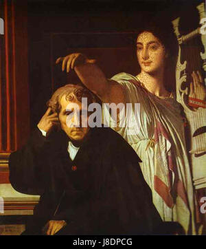 Portrait par Jean-Auguste-Dominique Ingres du compositeur Luigi Cherubini, mettant en valeur le style classique et la précision de l'artiste français dans le rendu des figures célèbres de l'époque. Banque D'Images