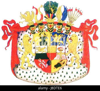 Une image des armoiries de 1658 de la maison de Mecklembourg, avec des éléments représentant divers territoires historiques. Banque D'Images