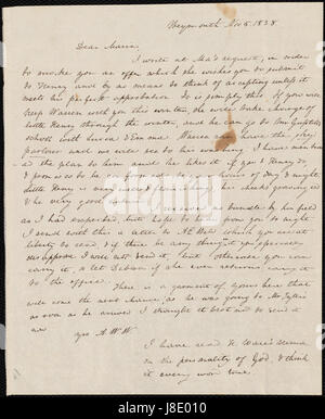 Anne de Warren Weston à Maria Weston Chapman ; lundi, Novembre 5, 1838 p1 Banque D'Images