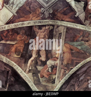 Michel-Ange Buonarroti (1475-1564) était un sculpteur italien renommé, peintre, architecte et poète de la Renaissance. Ses œuvres, dont le plafond de la Chapelle Sixtine et la statue de David, sont célébrées comme des chefs-d'œuvre de l'art occidental et continuent d'influencer les pratiques artistiques d'aujourd'hui. Banque D'Images