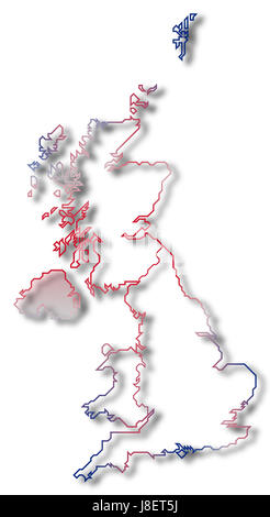 England, United, uni, carte, atlas, carte du monde, profil, symbolique, Banque D'Images