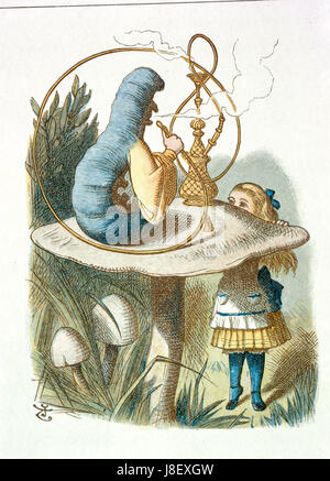 Cette illustration de John Tenniel de The Nursery Alice (1890) capture un moment fantaisiste, mettant en valeur le célèbre style de Tenniel en illustrant les œuvres de Lewis Carroll pour un public plus jeune. Banque D'Images