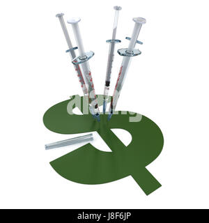 Bleu, Dollar, Dollar, cap, ouvert, le matériel, les médicaments, les drogues, la dépendance à l'anesthésie, Banque D'Images
