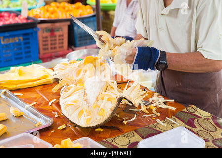 L'homme s'écaille jaque au marché traditionnel de George Town, Penang, Malaisie. Banque D'Images