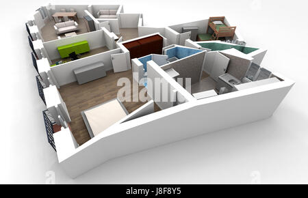 Hall, chambre, couloir, bureau, bâtiment, mobilier, modèle, design, projet, Banque D'Images