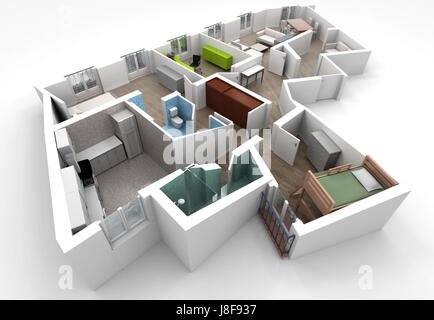 Hall, chambre, couloir, bureau, bâtiment, mobilier, modèle, design, projet, Banque D'Images