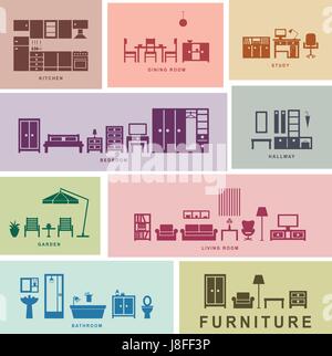 Les meubles vector icons. Illustration de Vecteur