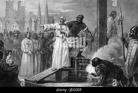 Cette référence à Jacques de Molay, le dernier grand maître des Templiers, met en lumière la revendication de son innocence face aux accusations qui ont conduit à son exécution en 1314. Ceci est souvent cité dans les discussions sur l'histoire des Templiers et l'injustice juridique. Banque D'Images
