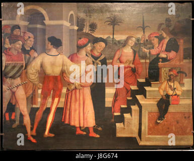 *Le jugement de Daniel* est une œuvre de Giacomo Pacchiarotti, peintre italien connu pour son style classique. Cette pièce décrit l'histoire biblique du jugement de Daniel, mettant en valeur l'accent de Pacchiarotti sur les thèmes religieux. Banque D'Images