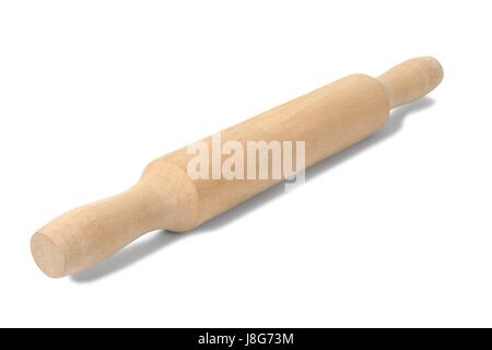 Petit rouleau à pâtisserie en bois isolé sur fond blanc Banque D'Images
