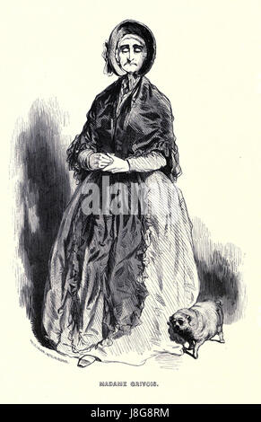 Madame Grivois, représentée dans l'œuvre de Gavarni, est un personnage de la scène artistique française du XIXe siècle. Les croquis et illustrations de Gavarniâ€™ étaient connus pour leur représentation vivante de la société parisienne et de ses divers personnages. Banque D'Images