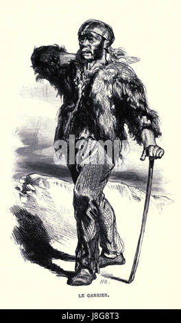 Le Carrier Gavarni fait référence à une œuvre ou figure historique liée à l’artiste Gavarni, célèbre pour ses gravures satiriques et ses représentations de la vie parisienne au XIXe siècle. Banque D'Images