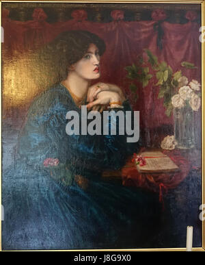 Mme William Morris dans une robe de soie bleue, par Dante Gabriel Rossetti, 1868, huile sur toile Kelmscott Manor Oxfordshire, Angleterre DSC09994 Banque D'Images