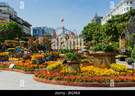 Ho Chi Minh Ville, Vietnam - Février 07, 2016 : Fête des fleurs à Ho Chi Minh Ville pendant les célébrations du Nouvel An vietnamien sur février 07, 2016. Banque D'Images