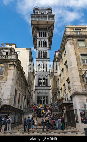 Ascenseur Elevador de Santa Justa, Lisbonne, Portugal Banque D'Images