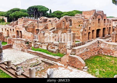 Site archéologique du paysage romain à Ostia Antica - Rome - Italie Banque D'Images