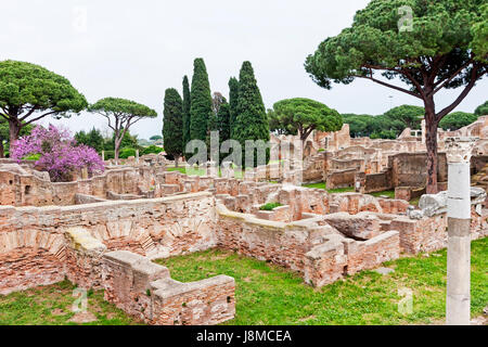 Site archéologique du paysage romain à Ostia Antica - Rome - Italie Banque D'Images