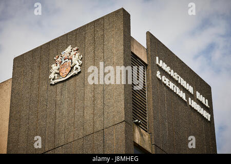 Swinton Bibliothèque et l'hôtel de Lancastre dans un bâtiment moderniste , Salford, Manchester, Banque D'Images