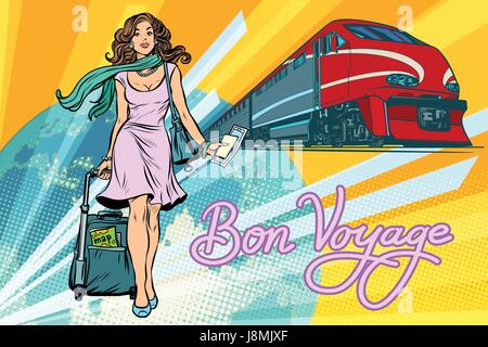 Railroad passenger train, Bon voyage Illustration de Vecteur