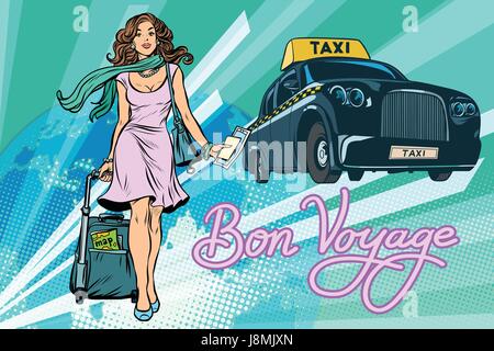 Belle jeune femme taxi passager touristique Illustration de Vecteur