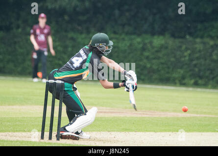 Brentwood, Essex, 29 mai 2017. Muhammad Umair Khan chauves-souris att T20 Cricket Brentwood Buccaneers vs Harold Wood à l'ancien comté Sol, Brentwood, l'établissement Brentwood a gagné par 10 wickets T20 Cricket Brentwood Buccaneers vs Harold Wood à l'ancien comté Sol, Brentwood, l'établissement Brentwood a gagné par 10 bureaux de crédit : Ian Davidson/Alamy Live News Banque D'Images