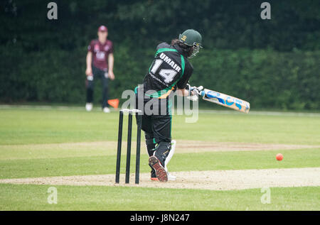 Brentwood, Essex, 29 mai 2017. Muhammad Umair Khan chauves-souris att T20 Cricket Brentwood Buccaneers vs Harold Wood à l'ancien comté Sol, Brentwood, l'établissement Brentwood a gagné par 10 wickets T20 Cricket Brentwood Buccaneers vs Harold Wood à l'ancien comté Sol, Brentwood, l'établissement Brentwood a gagné par 10 bureaux de crédit : Ian Davidson/Alamy Live News Banque D'Images