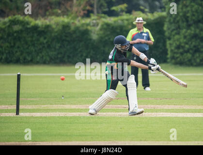 Brentwood, Essex, 29h Mai 2017. Shahbaz Khan chauvessouris à T20 Cricket Brentwood Buccaneers vs Harold Wood à l'ancien comté Sol, Brentwood, Crédit : Ian Davidson/Alamy Live News Banque D'Images