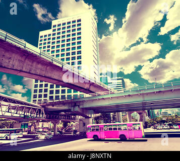 Bangkok city landmarks view.Cityscape.transport bus typique Banque D'Images