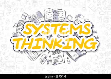 La pensée systémique - Cartoon mot jaune. Concept d'entreprise. Banque D'Images