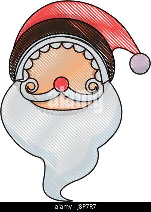 Tête de caractère du père noël barbe blanche et des moustaches en joyeux noël traditionnel vector illustration Illustration de Vecteur