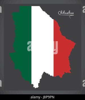 Chihuahua carte avec drapeau national mexicain illustration Illustration de Vecteur