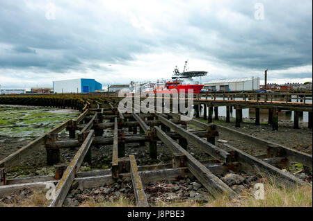 Navire d'approvisionnement en mer, Blyth, Northumberland Banque D'Images