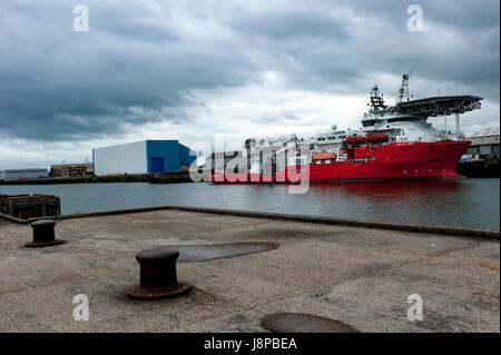 Navire d'approvisionnement en mer, Blyth, Northumberland Banque D'Images