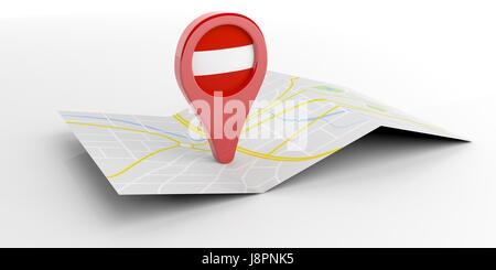 Autriche pointeur de carte isolé sur fond blanc. 3d illustration Banque D'Images