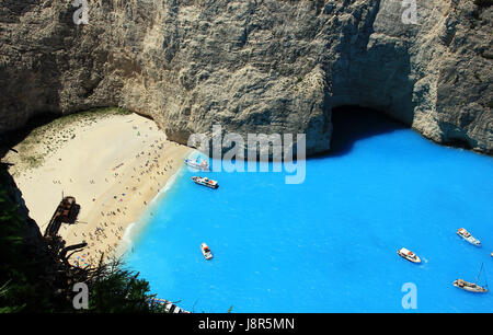 Européenne de Navagio Beach célèbre dans l'île de Zakynthos, Grèce Banque D'Images