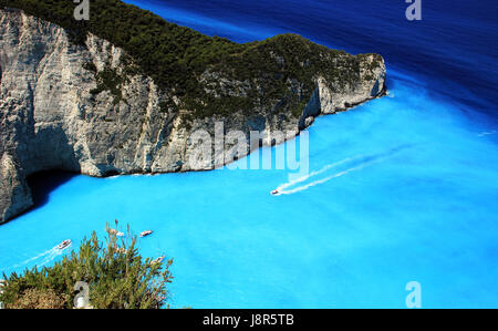 Blue Lagoon de plage de Navagio en sur l'île de Zakynthos, Grèce Banque D'Images