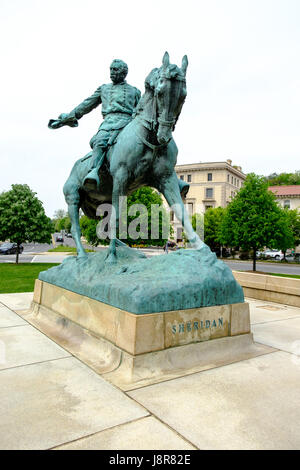 Statue de guerre civile général Phillip Sheridan T. au Sheridan Circle, Washington DC, USA Banque D'Images