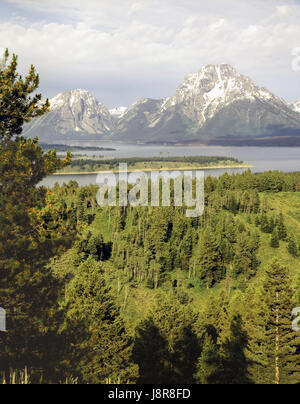 Mt.Moran et Jenny Lake dans le Wyoming Banque D'Images