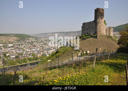 Mosel, ruine, Rhénanie-Palatinat, chateau, château, tour, historique, Banque D'Images