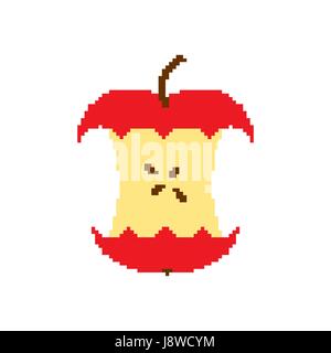 Apple core pixel art isolé sur fond blanc Illustration de Vecteur