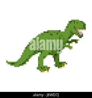 Art pixel dinosaures Tyrannosaurus pixelated. Jeux rétro de Dino. Bit 8 Pangolin Reptile préhistorique Monster Illustration de Vecteur