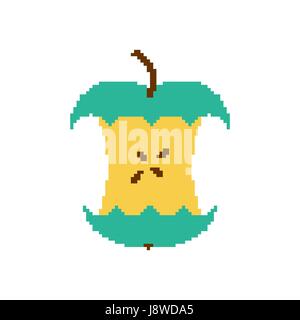 Apple core pixel art isolé sur fond blanc Illustration de Vecteur