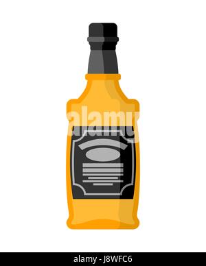 Bouteille de whisky. Bourbon isolés. Tequila sur fond blanc Illustration de Vecteur