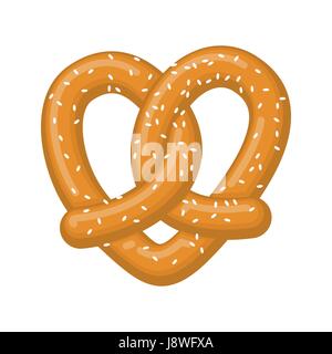 Love bretzel. snack-coeur. Food lover signe. Repas traditionnel allemand Illustration de Vecteur