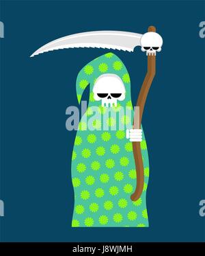 Mort en pyjama. Grim Reaper en couleur le capot. Motif fleurs invisible Illustration de Vecteur