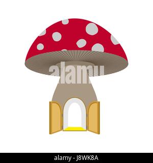 L'Amanita accueil fabuleux. Ouvrir la porte de champignon. La structure de la forêt fantastique Illustration de Vecteur