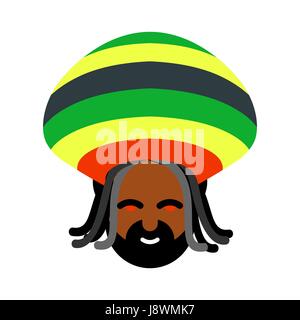 Rastaman avatar. Chapeau Rasta et dreadlocks. Inscrivez-rastafarianin. Reggae jamaïcain. Les yeux rouges de la consommation de cannabis Illustration de Vecteur